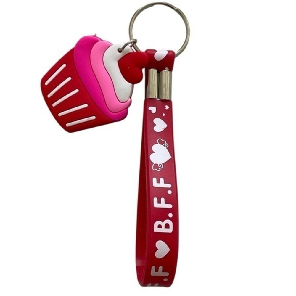 Red Cupcake B.F.F. Keychain